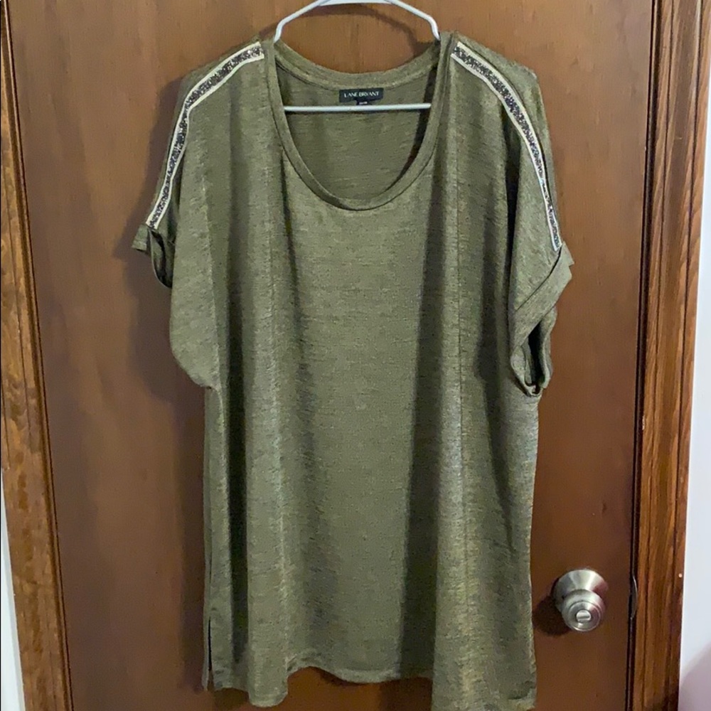 Lane Bryant olive green short sleeve blouse